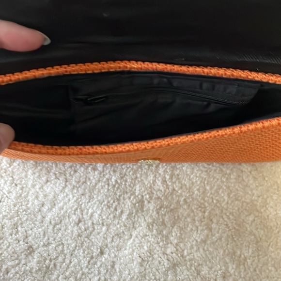 NWOT African Handmade Woven Womens Abstract Clutch Purse orange purple snap - Picture 6 of 10